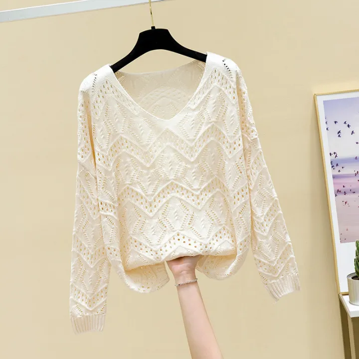 Pointelle%20Knit%20Top%20Long%20Sleeve%20Cropped%20Plain%20Pullover%20Women%20Jumper%20Knitwear%20Spring%20Summer%20Basic%20Outfit%20-%20Image%202