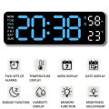 LED Digital Wall Clock Date Time Week Temperature Humidity Display Brightness Adjustable 2-Alarm Electronic Alarm Clock For Home. 