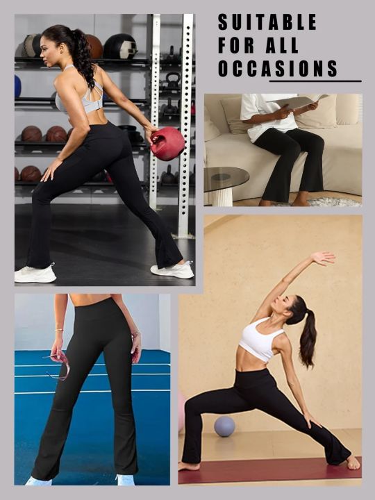 Women's%20Super%20Soft%20Flare%20Pants%20High%20Waisted%20Tummy%20Control%20Workout%20Yoga%20Leggings%20Bell%20Bottoms%20-%20Image%204