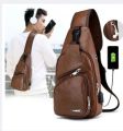 One Side Chest Bag With USB Charging Port for Men. 