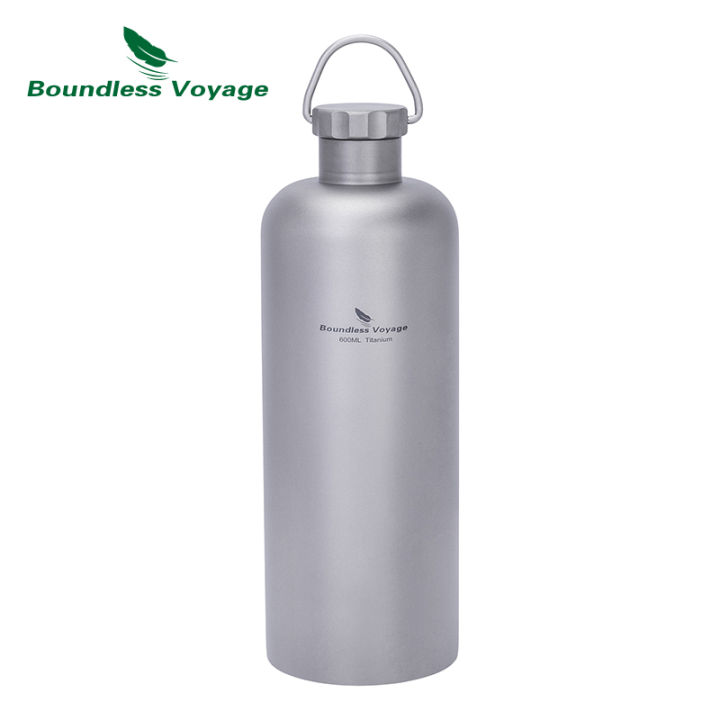 Boundless Voyage 600ml Titanium Sports Water Bottle Lightweight Camping Drinkware for Hiking, Travel & Everyday Use Ti3009D