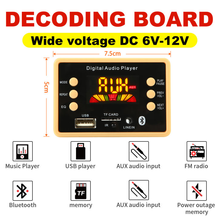 DC%2012V%20Car%20MP3%20WMA%20Decoder%20Board%20Audio%20Module%20USB%20TF%20FM%20Radio%20LINEIN%20Bluetooth%205.0%20Wireless%20Music%20MP3%20Player%20With%20Remote%20Control%20-%20Image%202