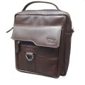Chocolate Color Leather Shoulder Bag Massanger Bag. 