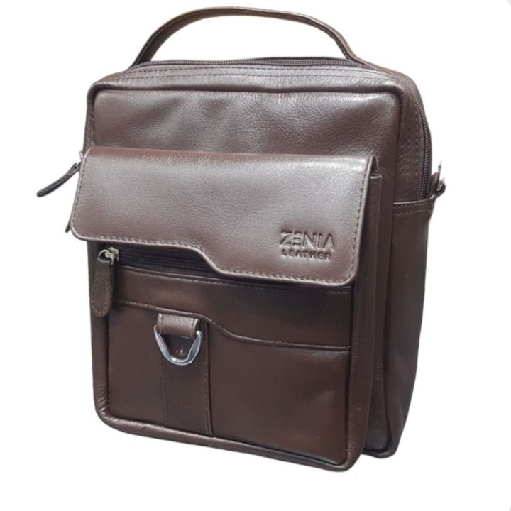 Chocolate Color Leather Shoulder Bag Massanger Bag