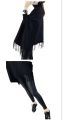 Women Poncho Coat Solid Elegant Pullover Female Jumper Irregular Tassel. 