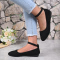 Women's Retro Mary Jane Shoes, Black Low-Top Square-Toe Ankle Strap Flats, Fashionable Retro Style, Comfortable Soft-Soled Ballet Flats, Suitable for Everyday Wear, Spring and Autumn Seasons.