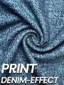 Plus Size High Waisted Bike Shorts Women's Faux Denim Printed Stretch Leggings Comfortable Casual Fashion.