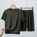 Children's Pajamas Summer Thin Short Sleeve Shorts Ice Silk Big Children Boys Girls Home Wear Set Summer.