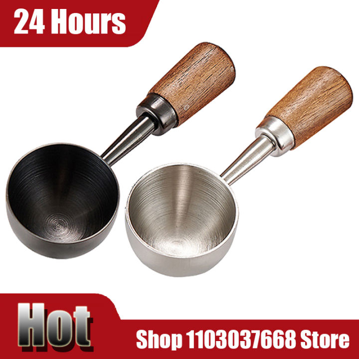 Stainless Steel Walnut Coffee Bean Measuring Spoons Household Tools High Profile Level Long Handle Coffee Powder Measuring Spoon