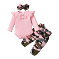 0-18 Months Newborn Baby Girl Clothes Set Infant Girl Long Sleeve Bodysuit +  Pants + Headband Cotton Clothing Suit. 