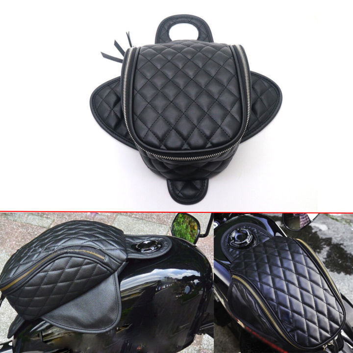 For Harley 883 Magnetic Motorcycle Diamond PU Leather Oil Fuel Tank Travel Bag