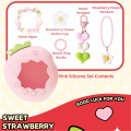 Silicone Protective Cover with Panel Paper Pendant Knob Cover Decorative Cover Red Pink Strawberry for Tamagotchi Paradise Uni. 