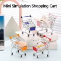 Children's Mini Simulation Shopping Cart Model Hand Cart Metal Model Storage Car Desktop Multifunction Storage Ornament Model. 