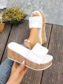 Women's white & Black new style comfortable style summer shoes Cross Strap Wedge Slide Sandals, Stylish Slip On Platform Sandals, Comfortable Summer Sandals. 
