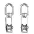 2PCS Heavy-Duty Stainless Steel M15 Marine Single Wheel Swivel Pulley Block Lifting Rope Pulley For Heavy Duty Cable Rope. 