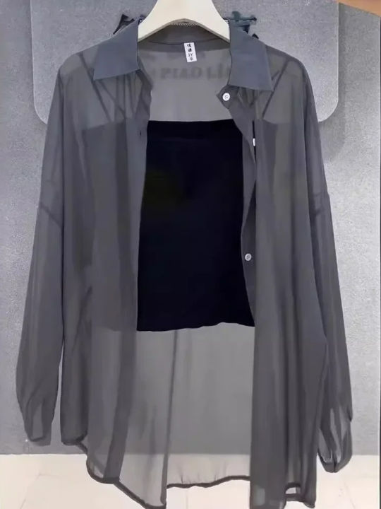 Plus%20Size%20Women%E2%80%99s%20Tops%202025%20Summer%20Breathable%20and%20Sun-Proof%20Ice%20Silk%20Button%20Thin%20Loose%20Sheer%20Chiffon%20Blouses%20Shirts%20Long%20Sleeve%20-%20Image%202