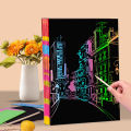 20pcs 16/32K Black Scratch Paper DIY Creative Painting Scraping Paper with Bamboo Stick Colorful Drawing Paper Art Painting Kit. 