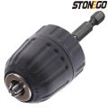 STONEGO 0.8-10mm Keyless Drill Chuck Converter 3/8"- 24UNF Thread Quick Change Adapter 1/4" Hex Shank. 