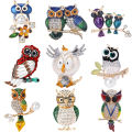 Rhinestone Cartoon Owl Brooch for Women Unisex Enamel Animal Pin Bird Lapel Pin Banquet Party Backpack  Jewelry Accessories. 