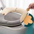 Cute Embroidery Toilet Seat Cover With Zipper Soft Warmer Washable Toilet Mat Cover Pad Cushion WC Ring Mat Bathroom Aceesories.