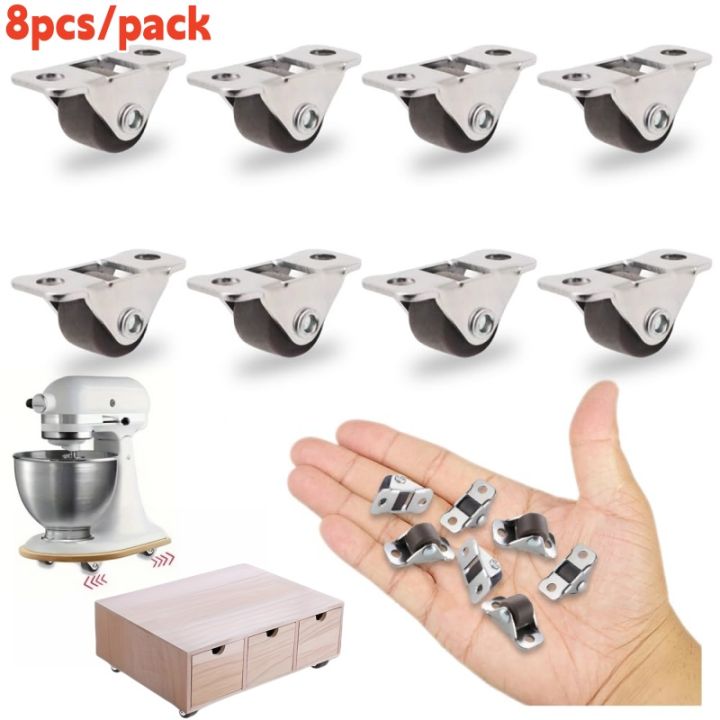 8pcs Multipurpose Silent Casters 0.5" Mini Directional Wheels Tiny Linear Wheel for Furniture,Appliances,DIY Storage Box