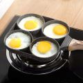 Multi Egg Frying Pan, 4 Round Holes Aluminum Egg Cooking Frying Pan, Breakfast Skillet Cooker with Non-Stick Coating & Bakelite Handle for Pancakes And Steaks. 