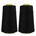 ECOPOLY Strong and Durable Cotton Polyester Sewing Thread Spool for Sewing, Stitching, Overlock, Surger, Murrow (2 Pcs Black, 5000 Meter). 