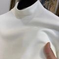 Autumn Winter Velvet Base Layer Men's Solid Color Half Turtleneck Long-sleeved T-shirt Plus Velvet Thickened Inner Wear Warm Top. 