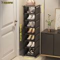 Metal Frame Shoe Rack Multi-Tier Fabric Shelves Space Saving for Sneakers Sandals Entryway Easy Assembly Holiday Storage.