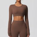 Yoga Shirts For Women Long Sleeve With Padded Fitness Running Gym Clothes Workout Dry Fit Breathable High Elastic Sports Top. 