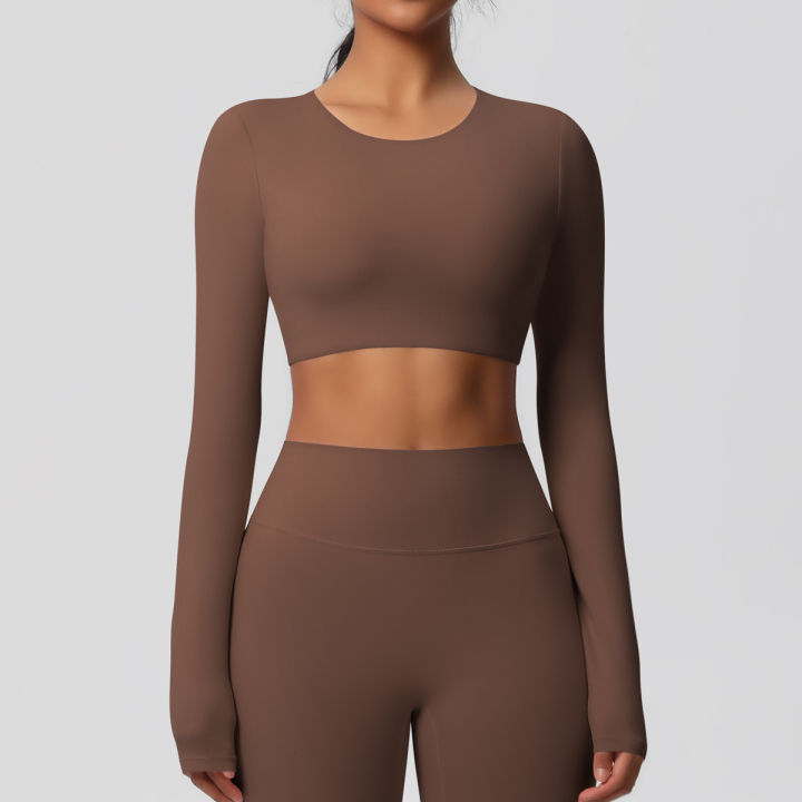 Yoga%20Shirts%20For%20Women%20Long%20Sleeve%20With%20Padded%20Fitness%20Running%20Gym%20Clothes%20Workout%20Dry%20Fit%20Breathable%20High%20Elastic%20Sports%20Top%20-%20Image%207