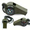 3-in-1 Emergency Whistle Compass & Thermometer - High Decibel Survival Keychain for Outdoor Safety. 