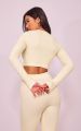 Long sleeve crop top and laggings set for women. 