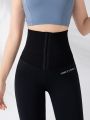 Women's High Waist Tummy Control Leggings Button Closure Butt Lifting Stretch Yoga Workout Pants.