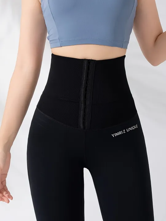 Women's%20High%20Waist%20Tummy%20Control%20Leggings%20Button%20Closure%20Butt%20Lifting%20Stretch%20Yoga%20Workout%20Pants%20-%20Image%203