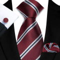 3Pcs Striped Ties Set Necktie and Pocket Square Cufflinks Sets Trendy Repp Graphic Woven Formal Business Necktie for Men. 