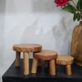 Mini Wooden Table for Small Plants Real Wood, Home Decoration, Available in Packs of 1 and 4. 