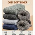 3/5 Pairs Men's Warm Socks, Thick Towel Mid-Calf Socks, Anti-Cold Snow Boots Socks Elastic Solid Color.