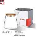 1- Piece  [ 550ml | 750ml | 950ml ] Borosilicate Glass Bottles with Wood Lid Kitchen Storage Glass Airtight Canister Jars Food Container Coffee Beans. 