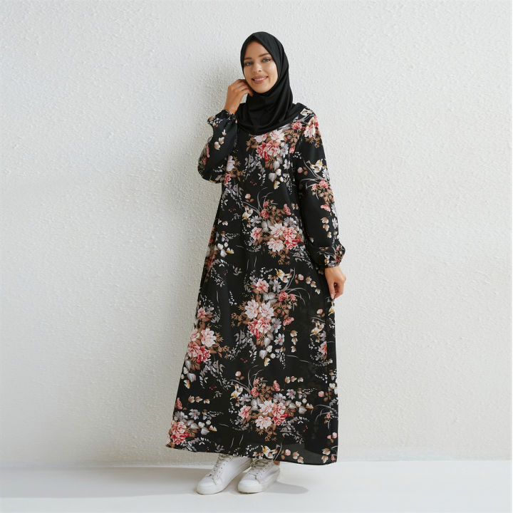 Muslim%20Dresses%20Women%20Maxi%20Dresses%20Mujer%20Vestidoes%20Female%20Loose%20Dresses%20Full%20Sleeve%20Printed%20Floral%20Casual%20Robe%20Long%20Dress%20-%20Image%204