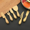 6Pcs Matte Gold Mini Knife Fork Chisel For Butter Cheese Slicer Cutter Stainless Steel Cutlery Tool Kitchen Gadget. 