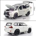 1:32 Lexus LX570 Alloy Pull Back Car Model Diecast Metal Toy Vehicles with Sound Light 6 Open Doors for kids. 
