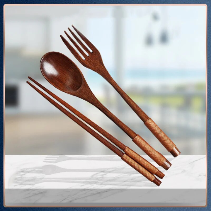 1pc%20Wooden%20Chopsticks%20Fork%20Spoon%20Three-piece%20Set%20Twine%20Japanese-style%20Tableware%20Kitchen%20Home%20Chopsticks%20Fork%20Spoon%20Cutlery%20Set%20-%20Image%203