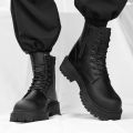 Couple's casual boots four season men's and women's high top leather boots fashion thick soled non slip plus size outdoor boots. 