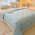 2025 New Embroidered, washed cotton, summer quilt, air-conditioned, skin friendly, breathable, machine washable bedding. 