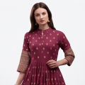 Womens High Quality Long Kurti Afsan Print China Linen Fabric.