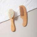 Soft Wool Baby Comb Set 2pcs Beech Wood Hair Brush Newborn Massager Baby Care Soothing Shower . 