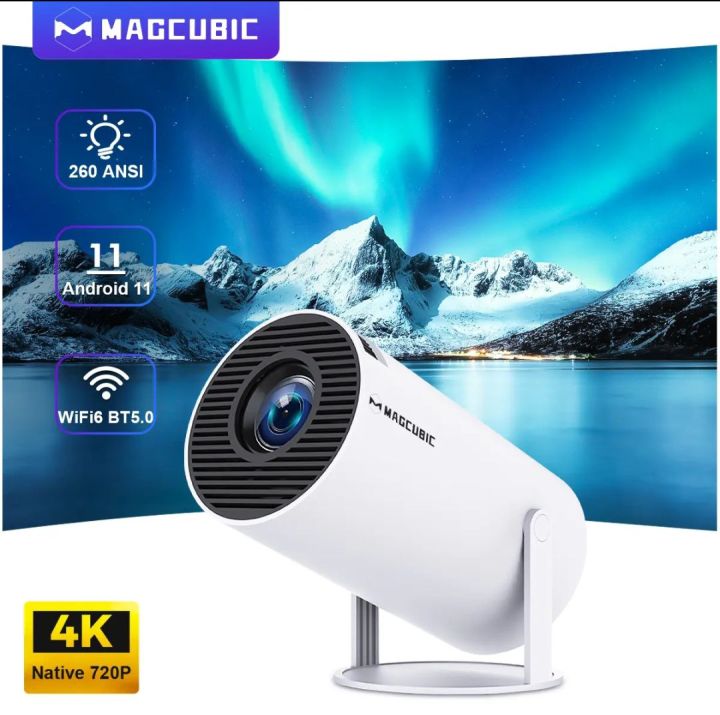 Projector Hy300 PRO 4K Android 11 dual WiFi 6 260 Ansi Home cinema outdoor projector