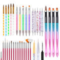 20Pcs/Set Nail Art Brush Ombre Brushes UV Gel Nail Polish Brush Painting Drawing Carving Pen Set For Manicure DIY Design Tools. 