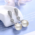 925 Sterling Silver Pearl Jewelry Natural Freshwater Pearl Drop Earrings For Women Silver Wedding Dangle Earring. 